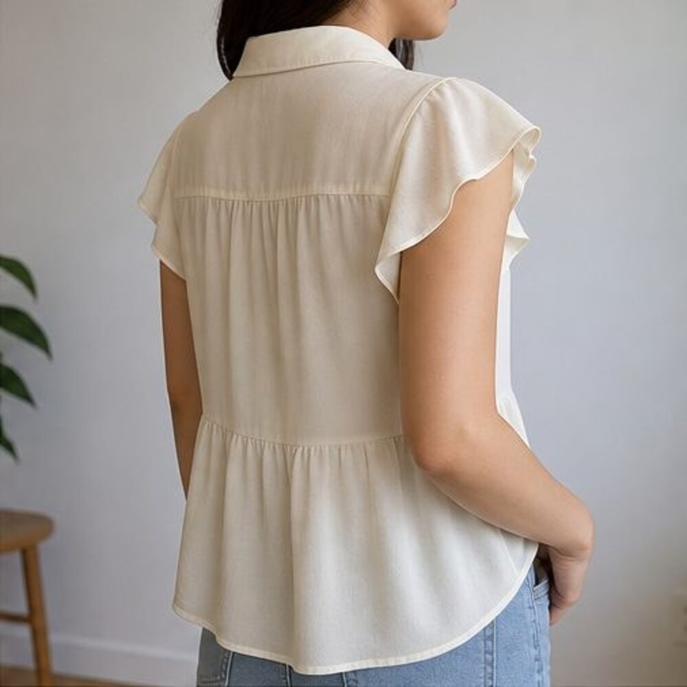 Cream Button Blouse - Picture 3 of 6